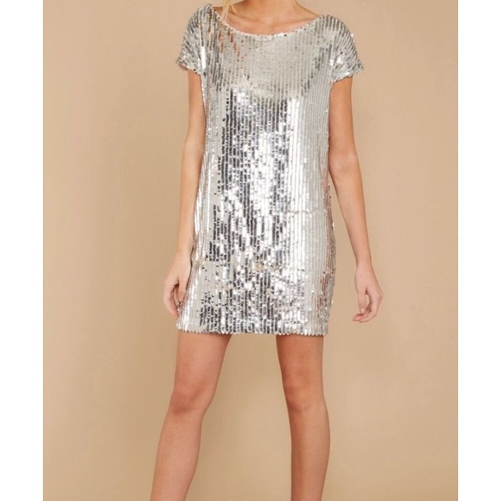 Style Rack Silver Sequin Short Mini Dress Size S Cocktail‎ Holiday Party Wedding
